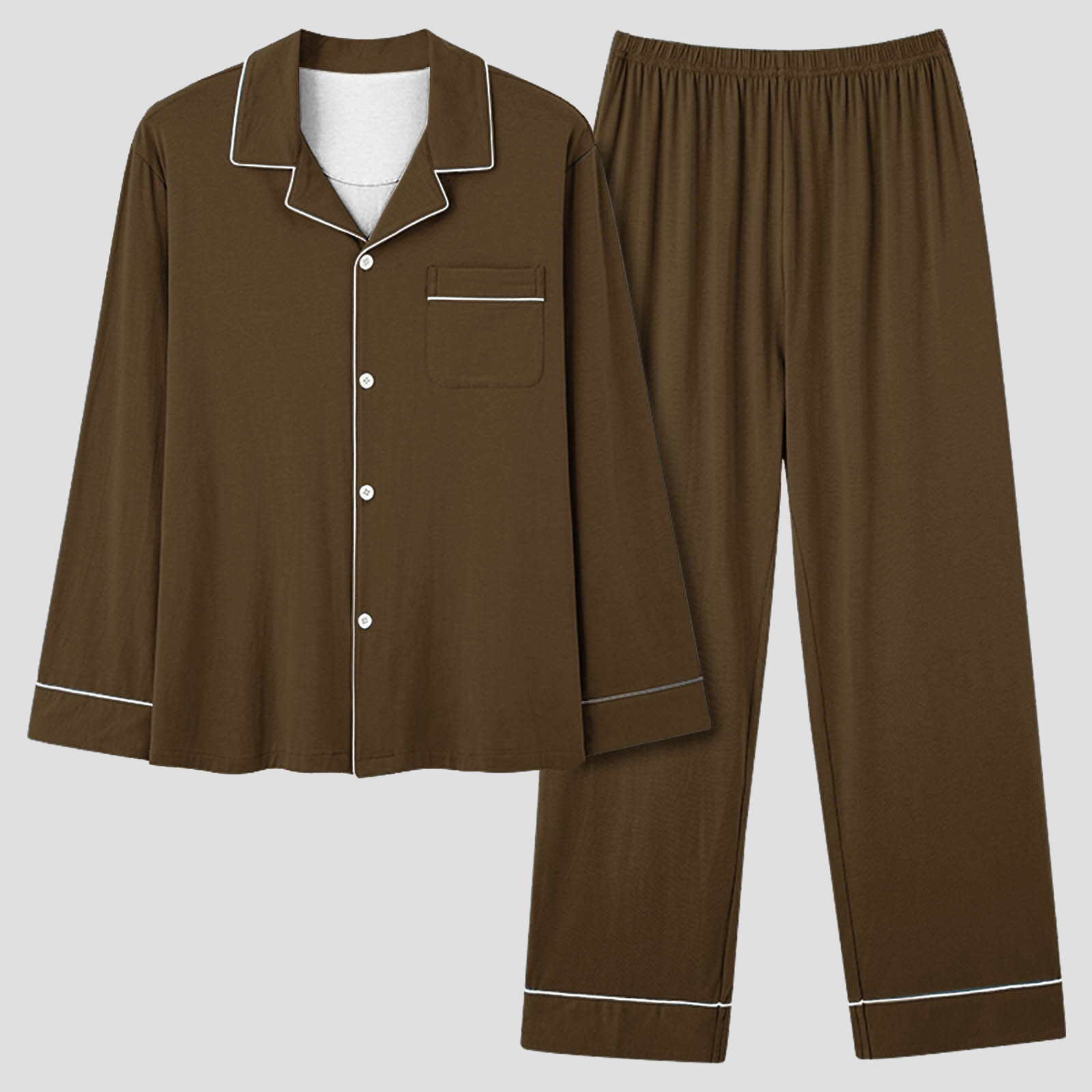 thumbnail image 2 of Traje de pijama informal de poliéster para mujer - Cuello en V, diseño con bolsillos - Para todas las estaciones - Tallas S-XXXL, 2 of 4